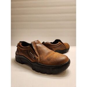 ROPER Performance Slip On Comfort Shoe Womens 7.5 Brown Leather Rugged Western